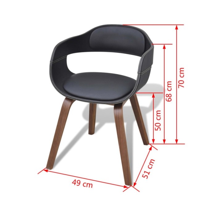 Chaises de salle à manger 4 pcs Noir Bois courbé et similicuir