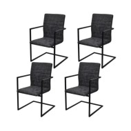 Chaises de salle à manger cantilever 4 pcs Noir Similicuir