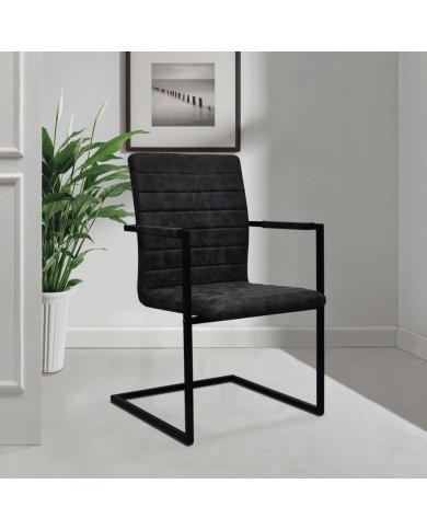 Chaises de salle à manger cantilever 4 pcs Noir Similicuir