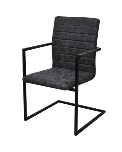 Chaises de salle à manger cantilever 4 pcs Noir Similicuir