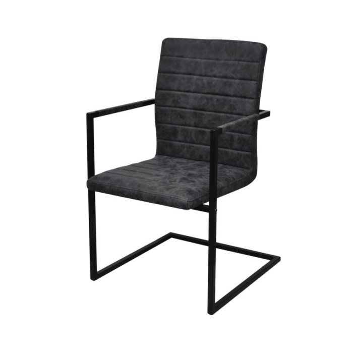 Chaises de salle à manger cantilever 4 pcs Noir Similicuir