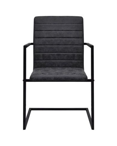 Chaises de salle à manger cantilever 4 pcs Noir Similicuir