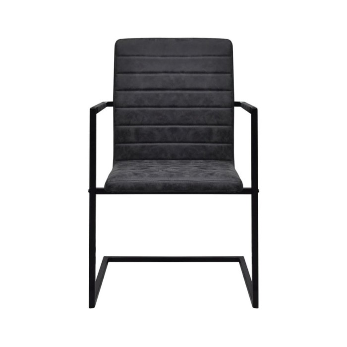Chaises de salle à manger cantilever 4 pcs Noir Similicuir