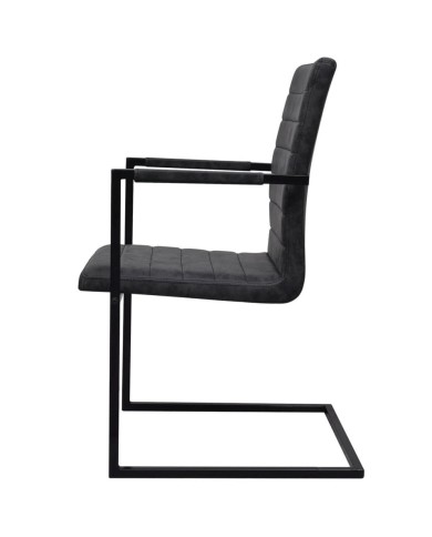 Chaises de salle à manger cantilever 4 pcs Noir Similicuir