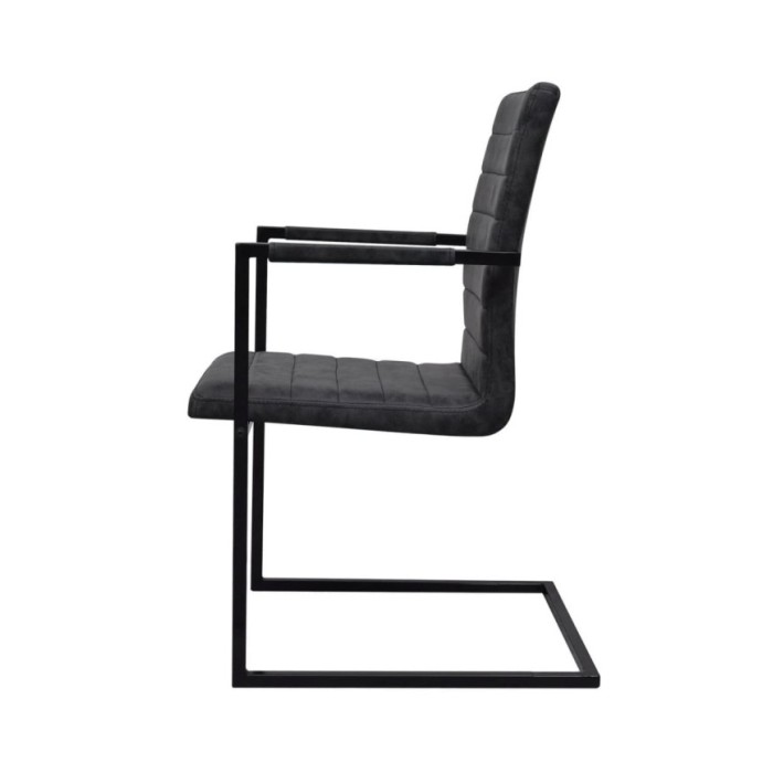Chaises de salle à manger cantilever 4 pcs Noir Similicuir