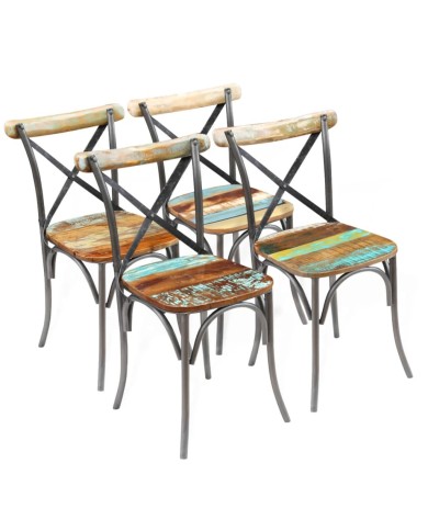 Chaises de salle à manger 4 pcs Bois de récupération solide