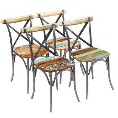 Chaises de salle à manger 4 pcs Bois de récupération solide