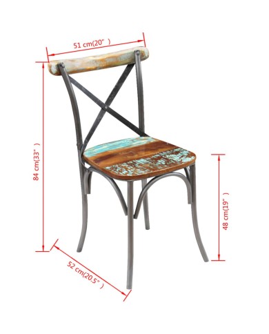 Chaises de salle à manger 4 pcs Bois de récupération solide