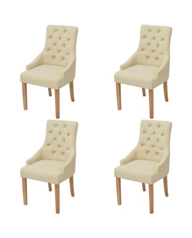 Chaises de salle à manger 4 pcs Crème Tissu