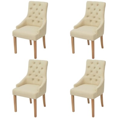 Chaises de salle à manger 4 pcs Crème Tissu