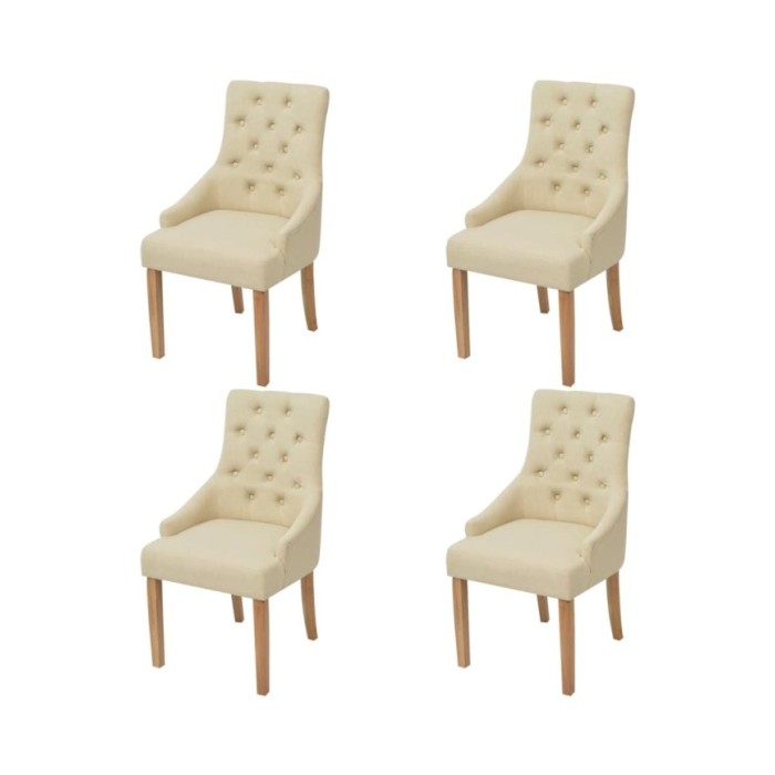 Chaises de salle à manger 4 pcs Crème Tissu