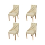 Chaises de salle à manger 4 pcs Crème Tissu