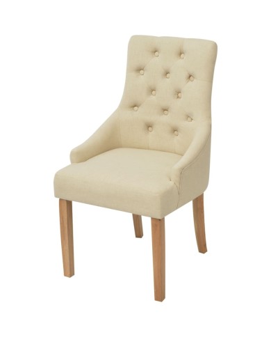 Chaises de salle à manger 4 pcs Crème Tissu