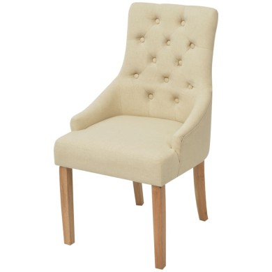Chaises de salle à manger 4 pcs Crème Tissu