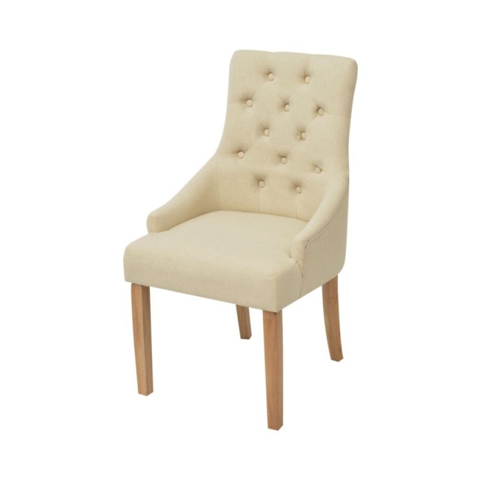 Chaises de salle à manger 4 pcs Crème Tissu