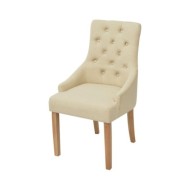 Chaises de salle à manger 4 pcs Crème Tissu