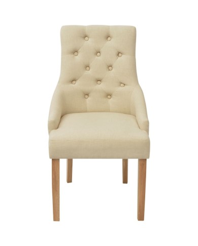 Chaises de salle à manger 4 pcs Crème Tissu