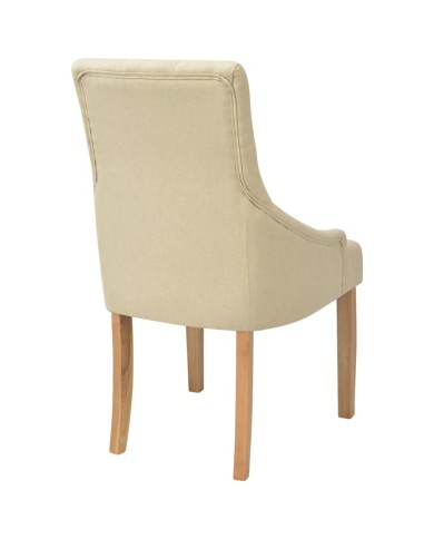 Chaises de salle à manger 4 pcs Crème Tissu