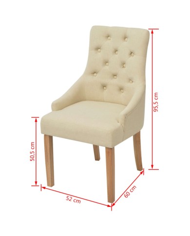 Chaises de salle à manger 4 pcs Crème Tissu