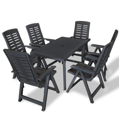 Mobilier à dîner d'extérieur 7 pcs Plastique Anthracite 