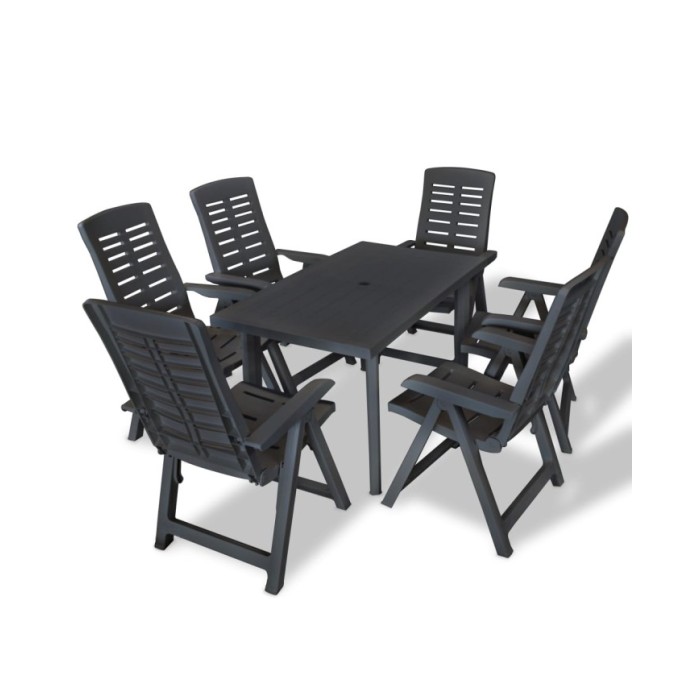 Mobilier à dîner d'extérieur 7 pcs Plastique Anthracite 