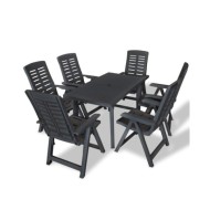 Mobilier à dîner d'extérieur 7 pcs Plastique Anthracite 