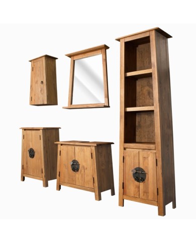 Ensemble de salle de bains 5 pcs Pinède solide recyclée