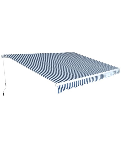 Auvent pliable manuel 450 cm Bleu/blanc