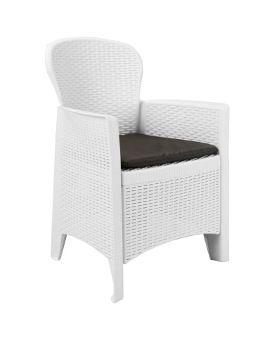 Meuble à dîner d'extérieur 7pcs Plastique Blanc Aspect de rotin