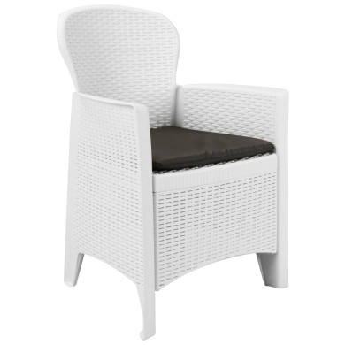 Meuble à dîner d'extérieur 7pcs Plastique Blanc Aspect de rotin