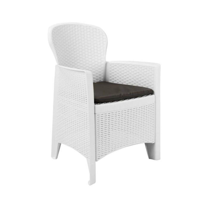 Meuble à dîner d'extérieur 7pcs Plastique Blanc Aspect de rotin