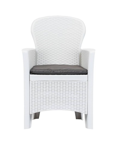 Meuble à dîner d'extérieur 7pcs Plastique Blanc Aspect de rotin