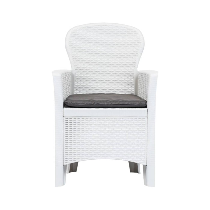 Meuble à dîner d'extérieur 7pcs Plastique Blanc Aspect de rotin