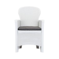 Meuble à dîner d'extérieur 7pcs Plastique Blanc Aspect de rotin