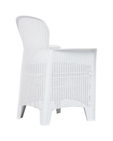 Meuble à dîner d'extérieur 7pcs Plastique Blanc Aspect de rotin