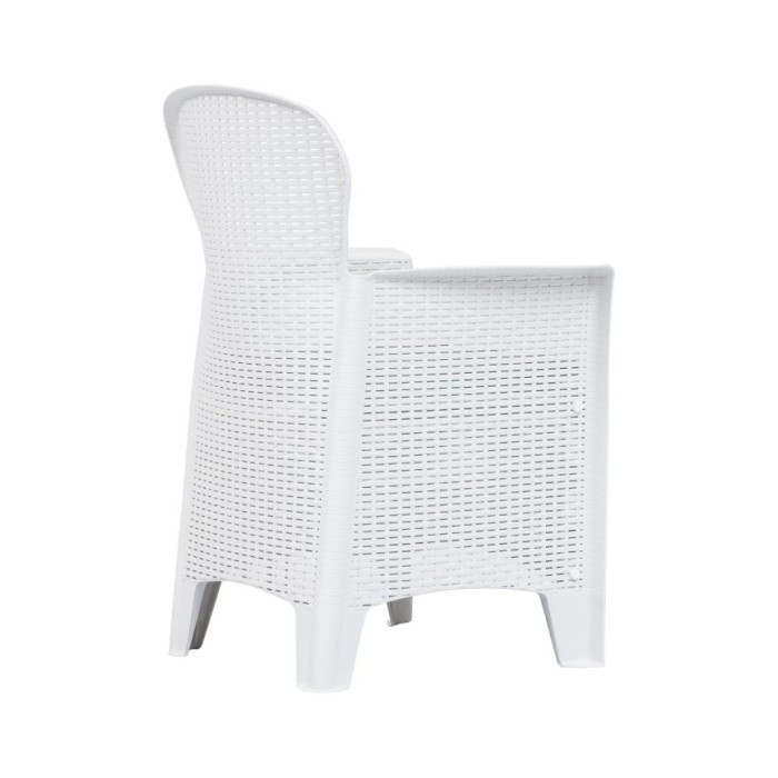 Meuble à dîner d'extérieur 7pcs Plastique Blanc Aspect de rotin