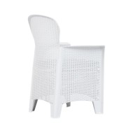 Meuble à dîner d'extérieur 7pcs Plastique Blanc Aspect de rotin