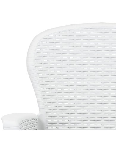 Meuble à dîner d'extérieur 7pcs Plastique Blanc Aspect de rotin
