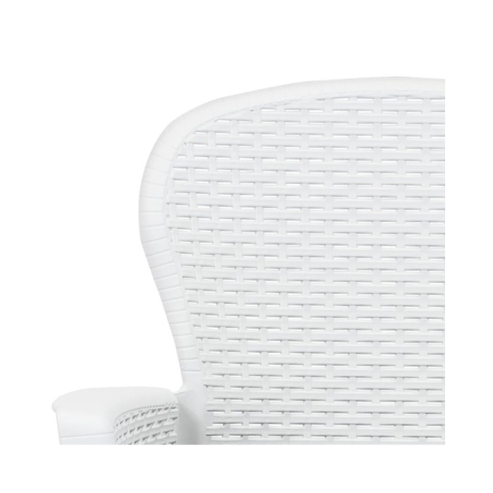 Meuble à dîner d'extérieur 7pcs Plastique Blanc Aspect de rotin