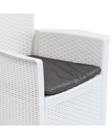 Meuble à dîner d'extérieur 7pcs Plastique Blanc Aspect de rotin