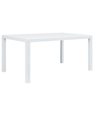 Meuble à dîner d'extérieur 7pcs Plastique Blanc Aspect de rotin
