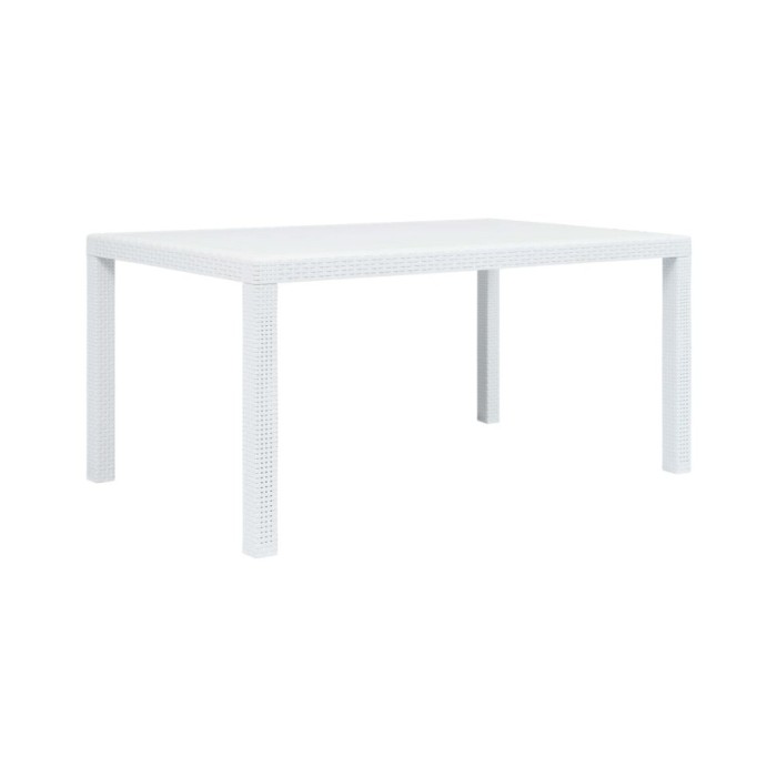 Meuble à dîner d'extérieur 7pcs Plastique Blanc Aspect de rotin