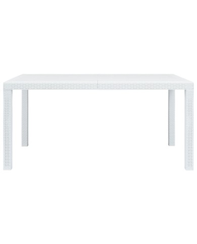Meuble à dîner d'extérieur 7pcs Plastique Blanc Aspect de rotin