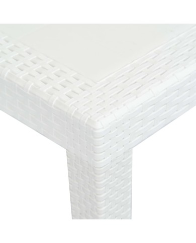 Meuble à dîner d'extérieur 7pcs Plastique Blanc Aspect de rotin