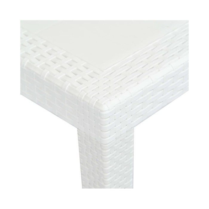 Meuble à dîner d'extérieur 7pcs Plastique Blanc Aspect de rotin