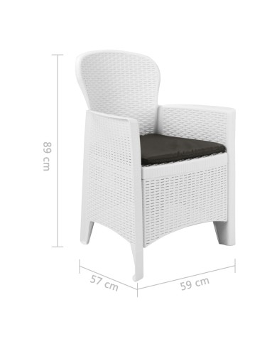 Meuble à dîner d'extérieur 7pcs Plastique Blanc Aspect de rotin