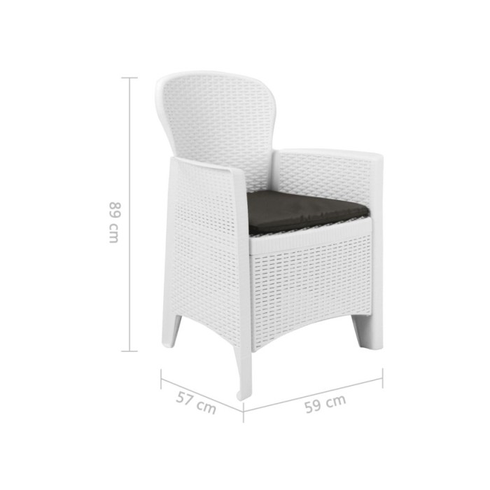 Meuble à dîner d'extérieur 7pcs Plastique Blanc Aspect de rotin