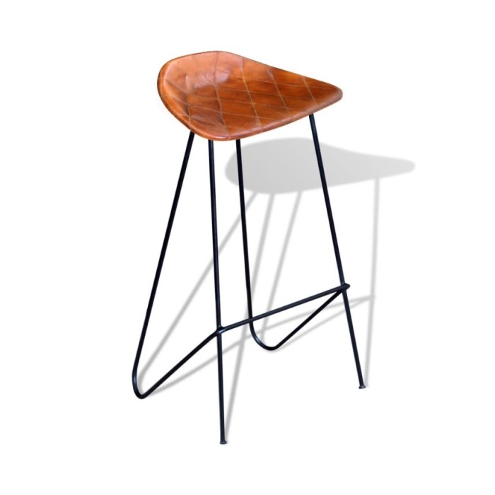 Chaises de bar 4 pcs Marron Cuir véritable