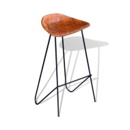 Chaises de bar 4 pcs Marron Cuir véritable