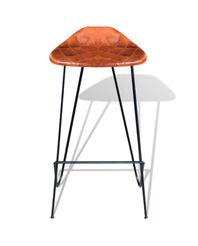 Chaises de bar 4 pcs Marron Cuir véritable